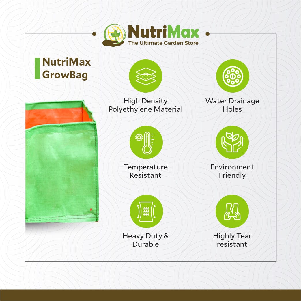 Nutrimax HDPE 200 GSM Growbags 12 x 12 x 12 inch Outdoor Plant Bag