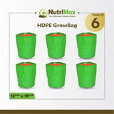 Nutrimax HDPE 200 GSM Growbags 12 inch x 15 inch Outdoor Plant Bag