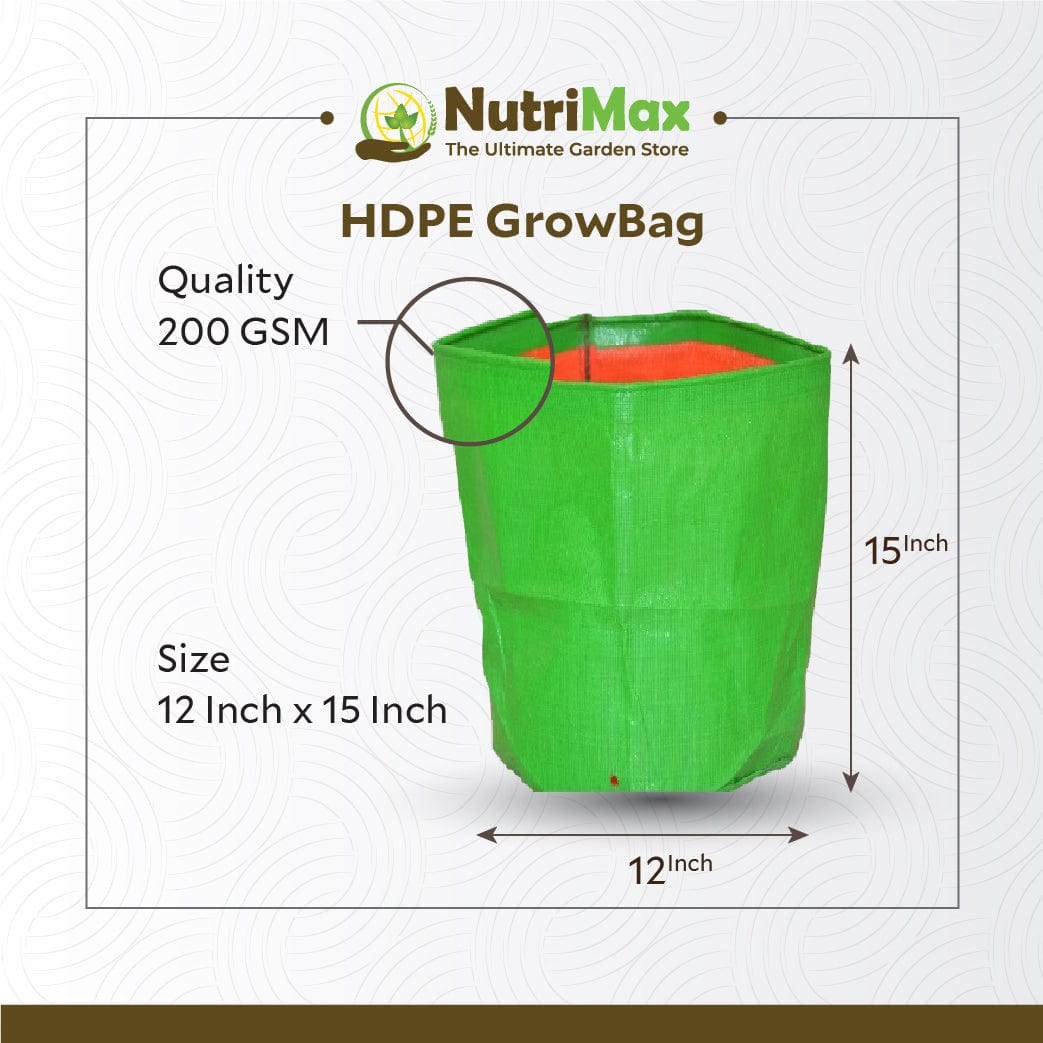 Nutrimax HDPE 200 GSM Grow Bags 18 inch x 6 inch Outdoor Plant Bag