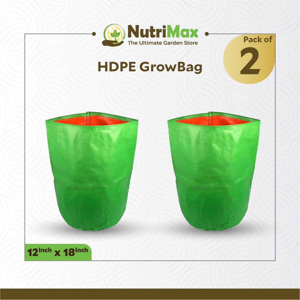 Nutrimax HDPE 200 GSM Growbags 12 inch x 18 inch Outdoor Plant Bag