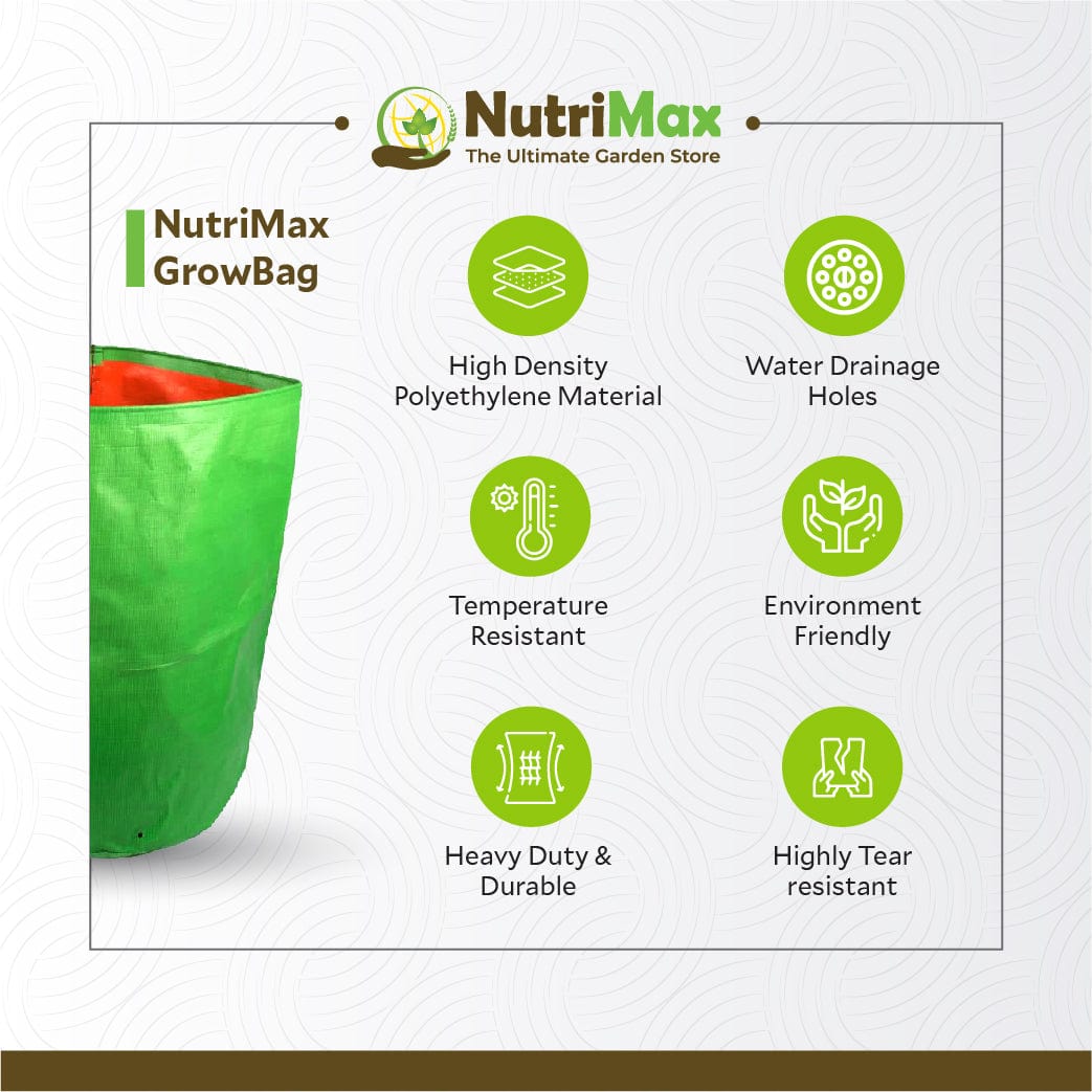 Nutrimax HDPE 200 GSM Growbags 12 inch x 18 inch Outdoor Plant Bag