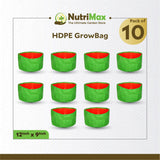 Nutrimax HDPE 200 GSM Growbags 12 inch x 9 inch Outdoor Plant Bag