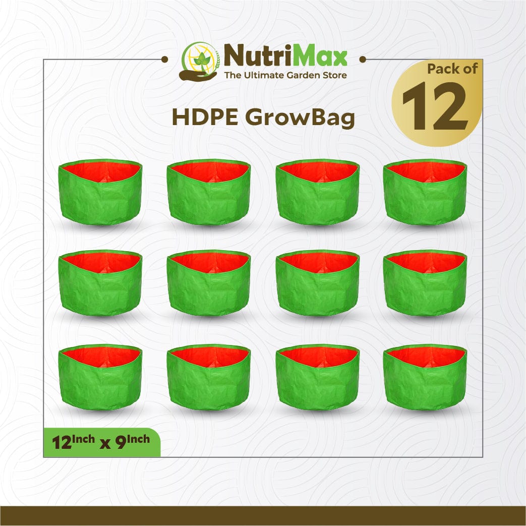 Nutrimax HDPE 200 GSM Growbags 12 inch x 9 inch Outdoor Plant Bag