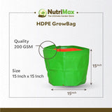 Nutrimax HDPE 200 GSM 15 inch x 15 inch Outdoor Plant Bag