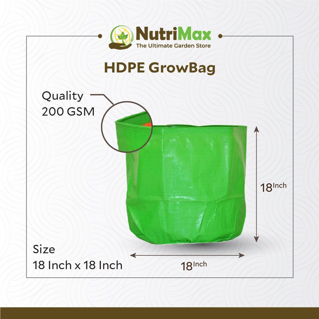 Nutrimax HDPE 200 GSM Growbags 18 inch x 18 inch Outdoor Plant Bag