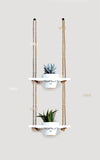 Tier-2 Wooden Hanging Planter Shelf, White