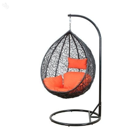 Dreamline Single Seater Hanging Swing With Stand For Balcony , Garden Swing (Orange Cushions)