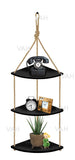 Bohemian Wood Circle Black Wall Mounting Shelves With Rope