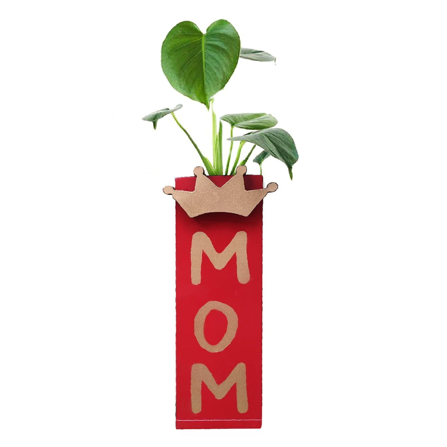 Red Printed for Mom Magnetic Hydroponic or Artificial Plants Holder