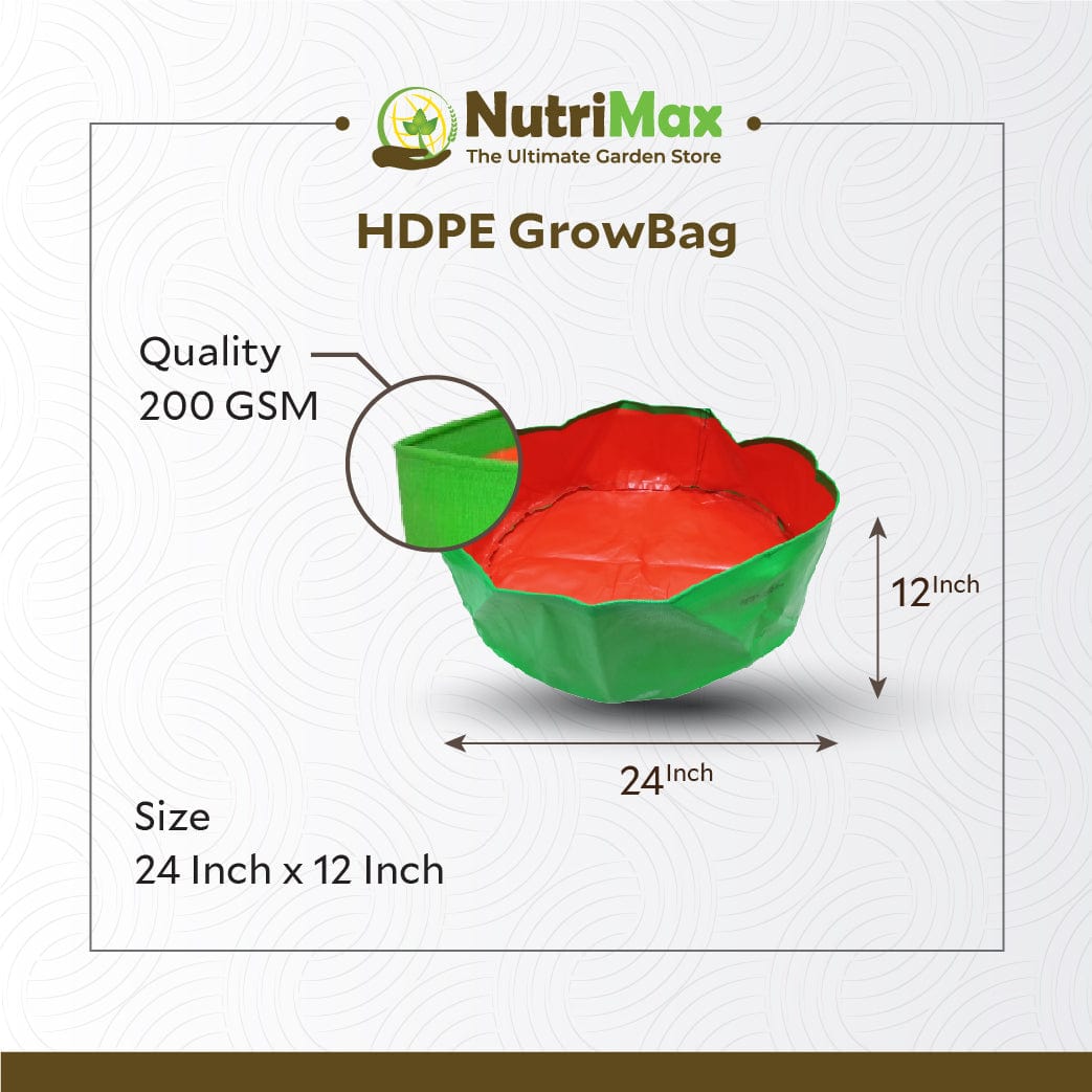 Nutrimax HDPE 200 GSM Growbags 24 inch x 12 inch Outdoor Plant Bag