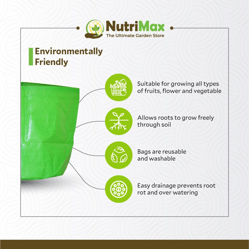 Nutrimax HDPE 200 GSM Growbags 24 inch x 12 inch Outdoor Plant Bag