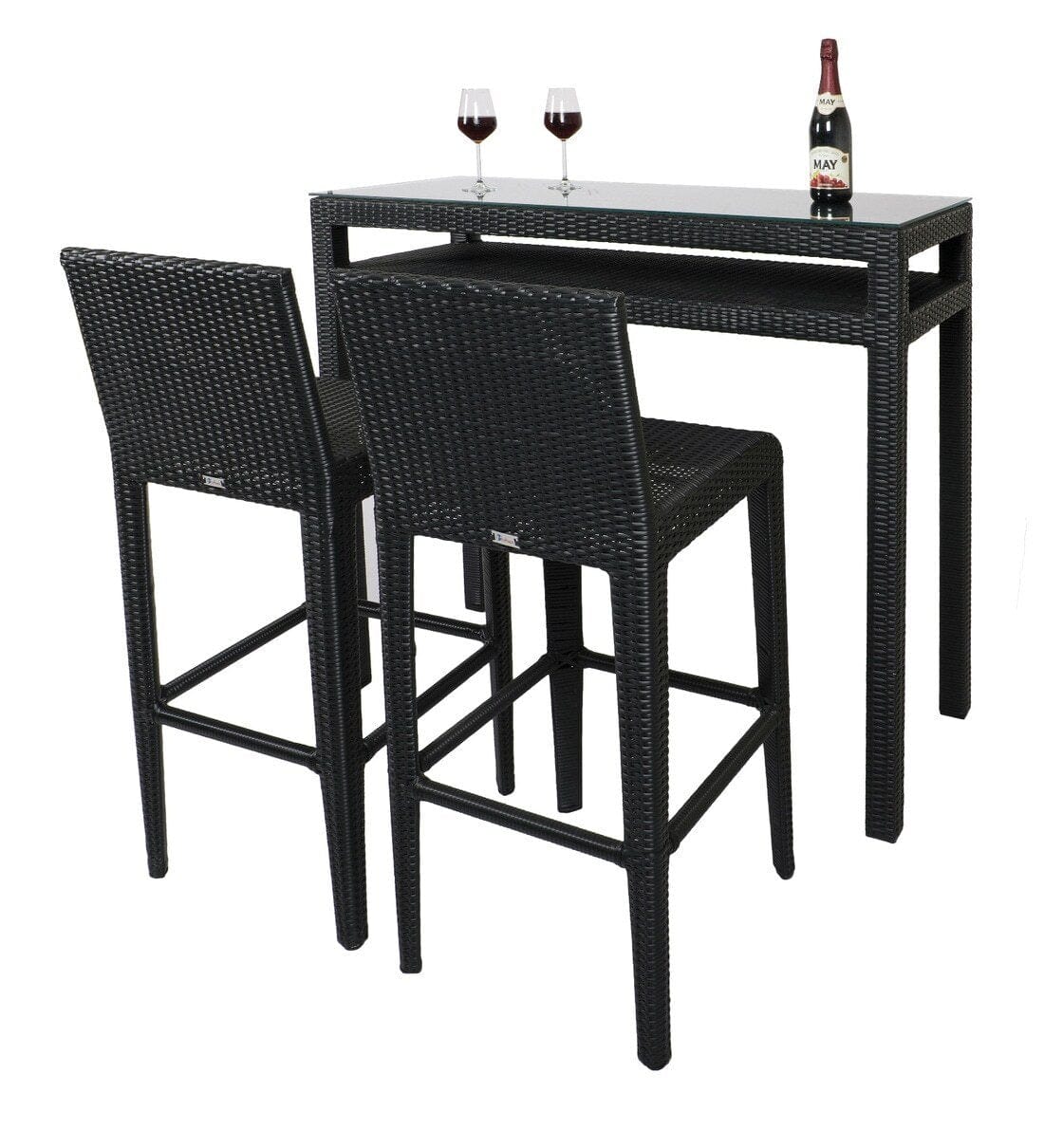 Dreamline Outdoor Bar Sets/Garden Patio Bar Sets - 2 Chairs And Table Set (Black)