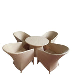 Dreamline Outdoor Garden/Balcony Patio Seating Set 1+4, 4 Chairs And Table Set (Cream)