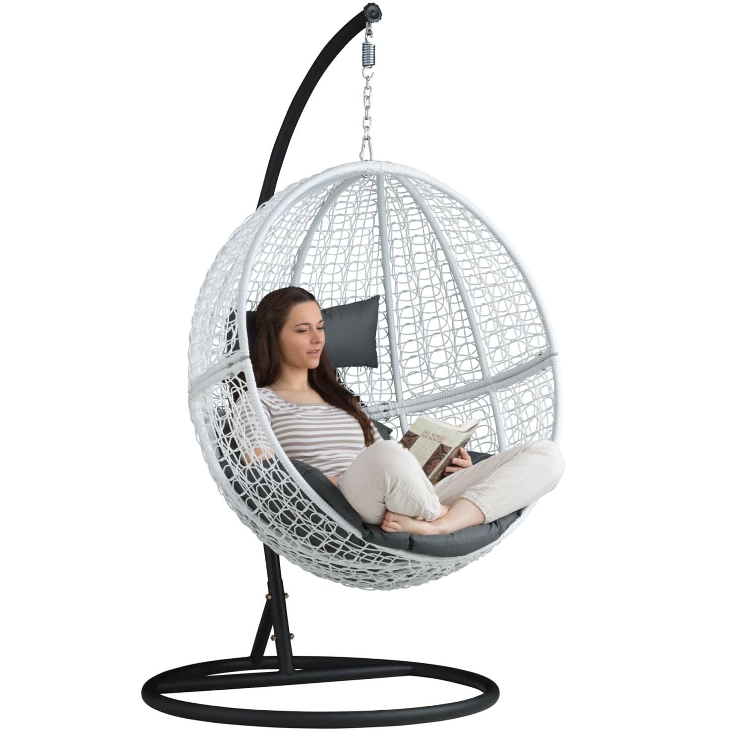 Dreamline Single Seater Balcony/Garden Swing Round Hanging Swing (With Stand)