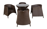 Dreamline Garden Patio Coffee Table Set (1+4), 4 Chairs And Round Table Set Balcony Furniture (Dark Brown)