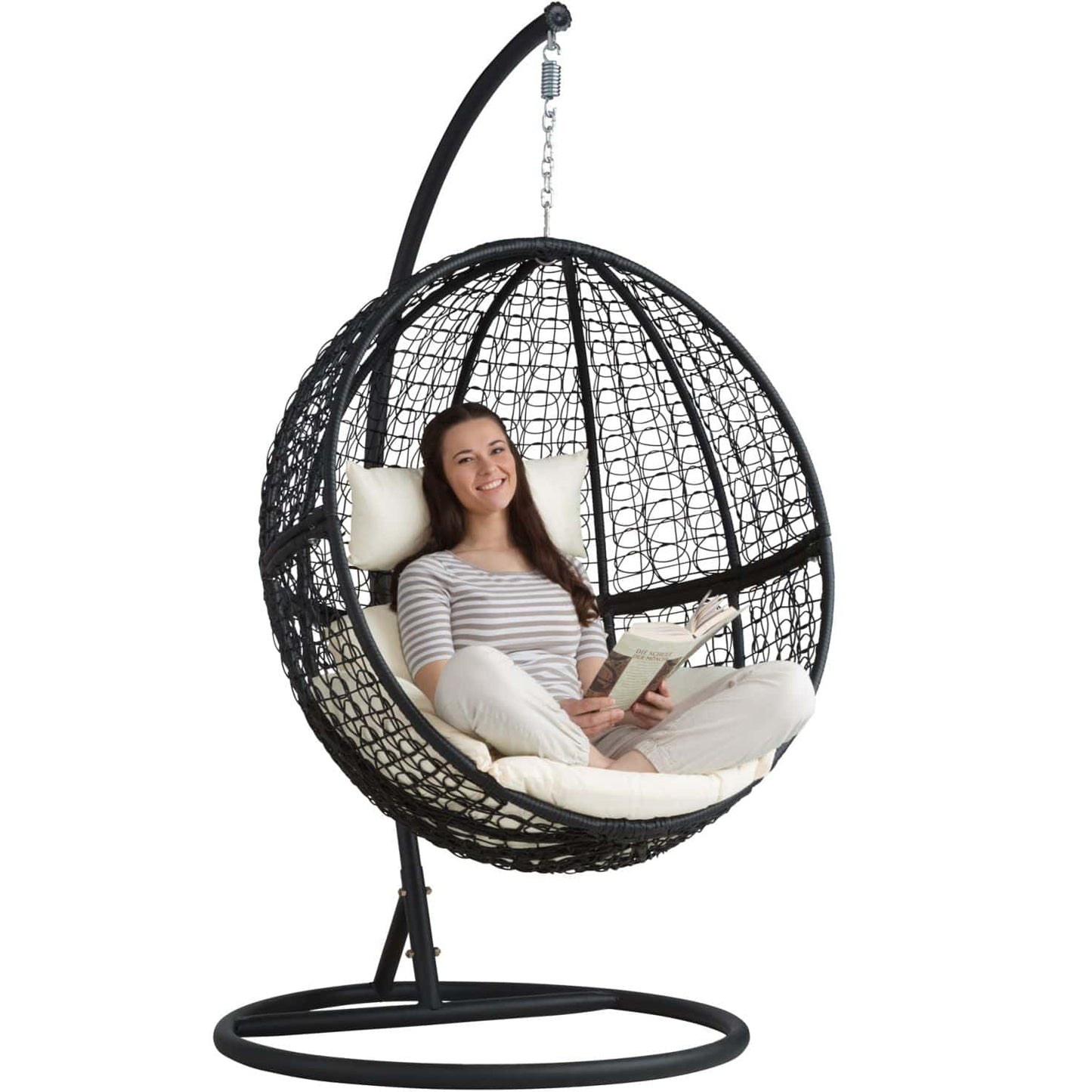 Dreamline Single Seater Balcony/Garden Swing Round Hanging Swing (With Stand)