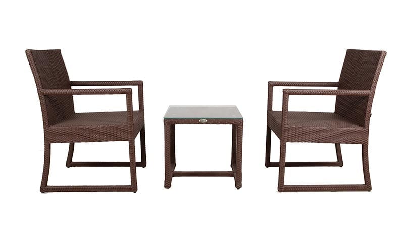 Dreamline Garden Patio Coffee Table Set (1+2), 2 Chairs And Small Square Table (Brown)