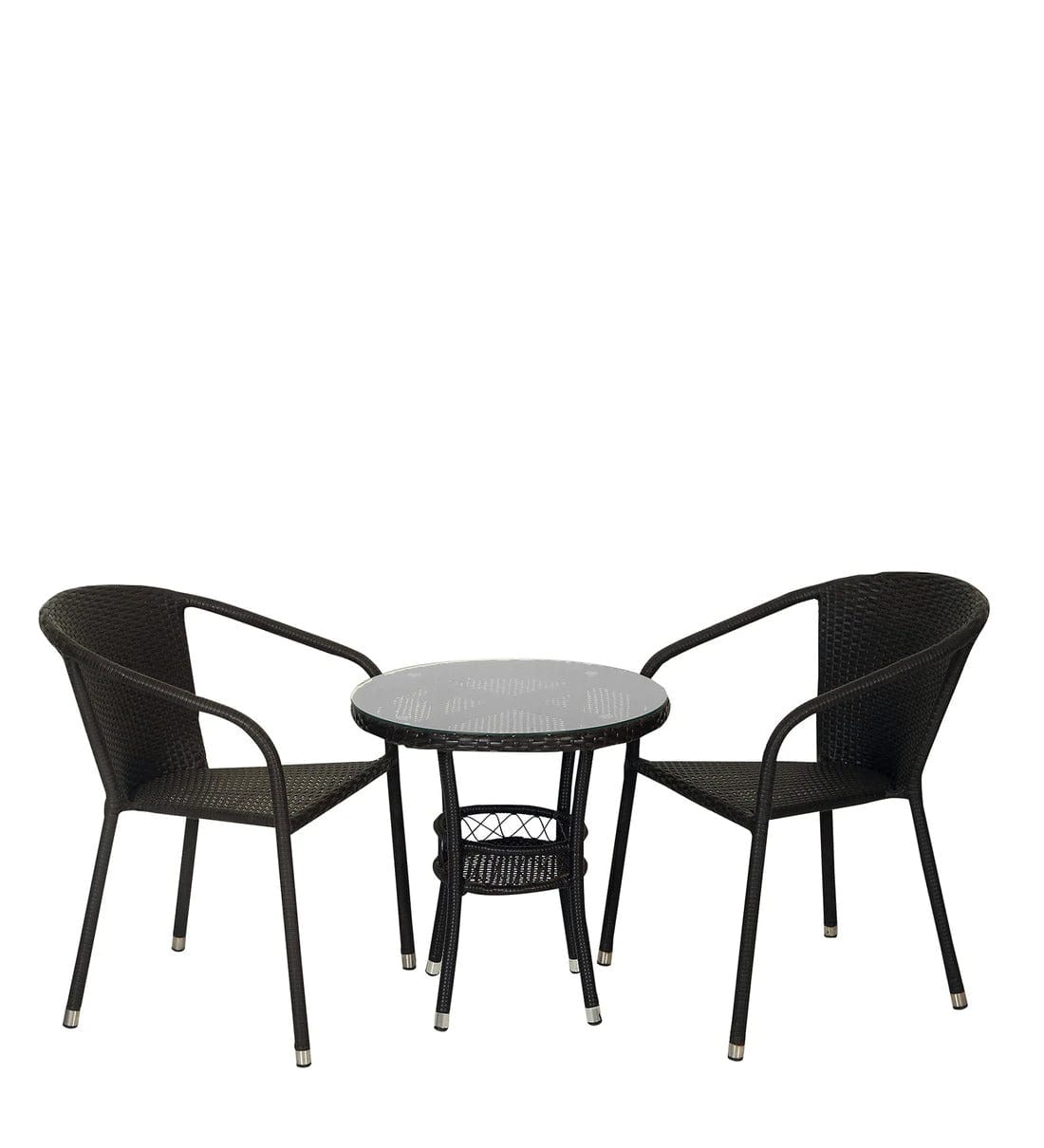 Dreamline Outdoor Furniture Garden Patio Seating Set, 2 Chairs And Table Set (Black)