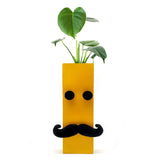 Yellow 3D Eye and Moustache Magnetic Hydroponic or Artificial Plants Holder