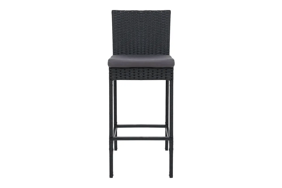 Dreamline Outdoor Bar Chair Garden Patio Bar Stool - 2 Chairs For Balcony (Black)