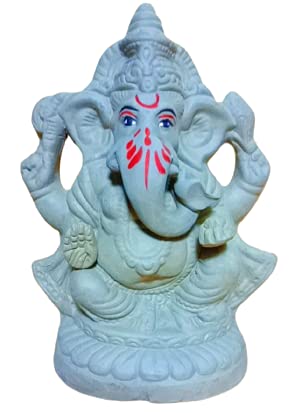 Om Craft Villa Eco-friendly Clay Ganesha Statue (8 Inches)