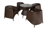 Dreamline Garden Patio Coffee Table Set (1+4), 4 Chairs And Round Table Set Balcony Furniture (Dark Brown)