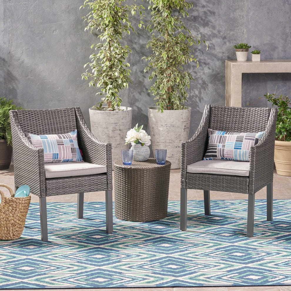 Dreamline Outdoor Garden/Balcony Patio Seating Set 1+2, 2 Chairs And 1 Round Shaped Table (Easy To Handle, Silver)