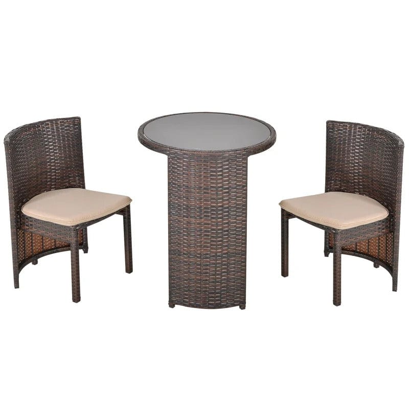 Dreamline Outdoor Garden/Balcony Patio Seating Set 1+2, 2 Chairs And High Table (Easy To Handle, Brown)