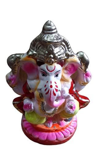 Om Craft Villa Eco-friendly Multicolour Ganesha Statue (8 Inches)