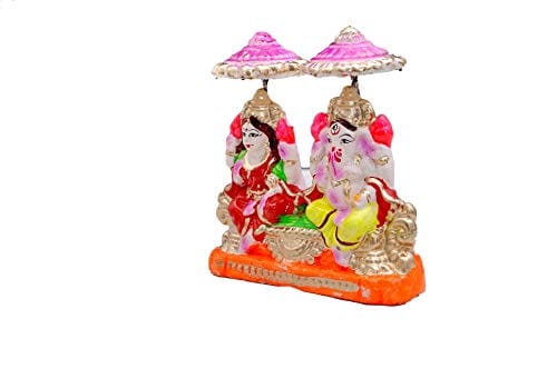 Om Craft Villa Terracotta Multicolour Laxmi Ganesha Statue