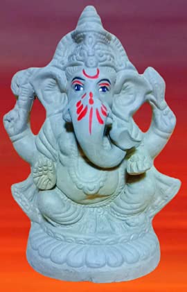 Om Craft Villa Eco-friendly Clay Ganesha Statue (8 Inches)