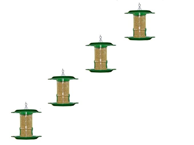 Amijivdaya Bird Feeder With Hut (Small, Green)