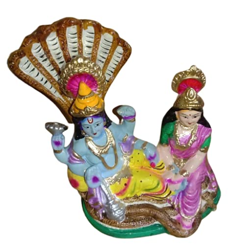 Om Craft Villa Snake Vishnu Ji Clay Statue