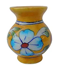 Om Craft Villa Yellow Ceramic Flower Vase (5cm x 5cm x 7.5cm)