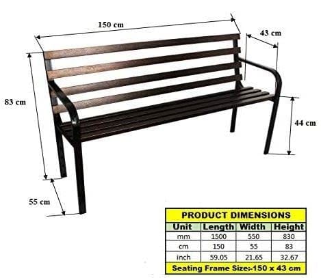 Akura 2 Seater Metal Bench (Black)