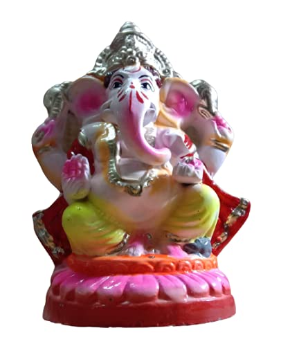 Om Craft Villa Eco-friendly Multicolour Ganesha Statue (8 Inches)