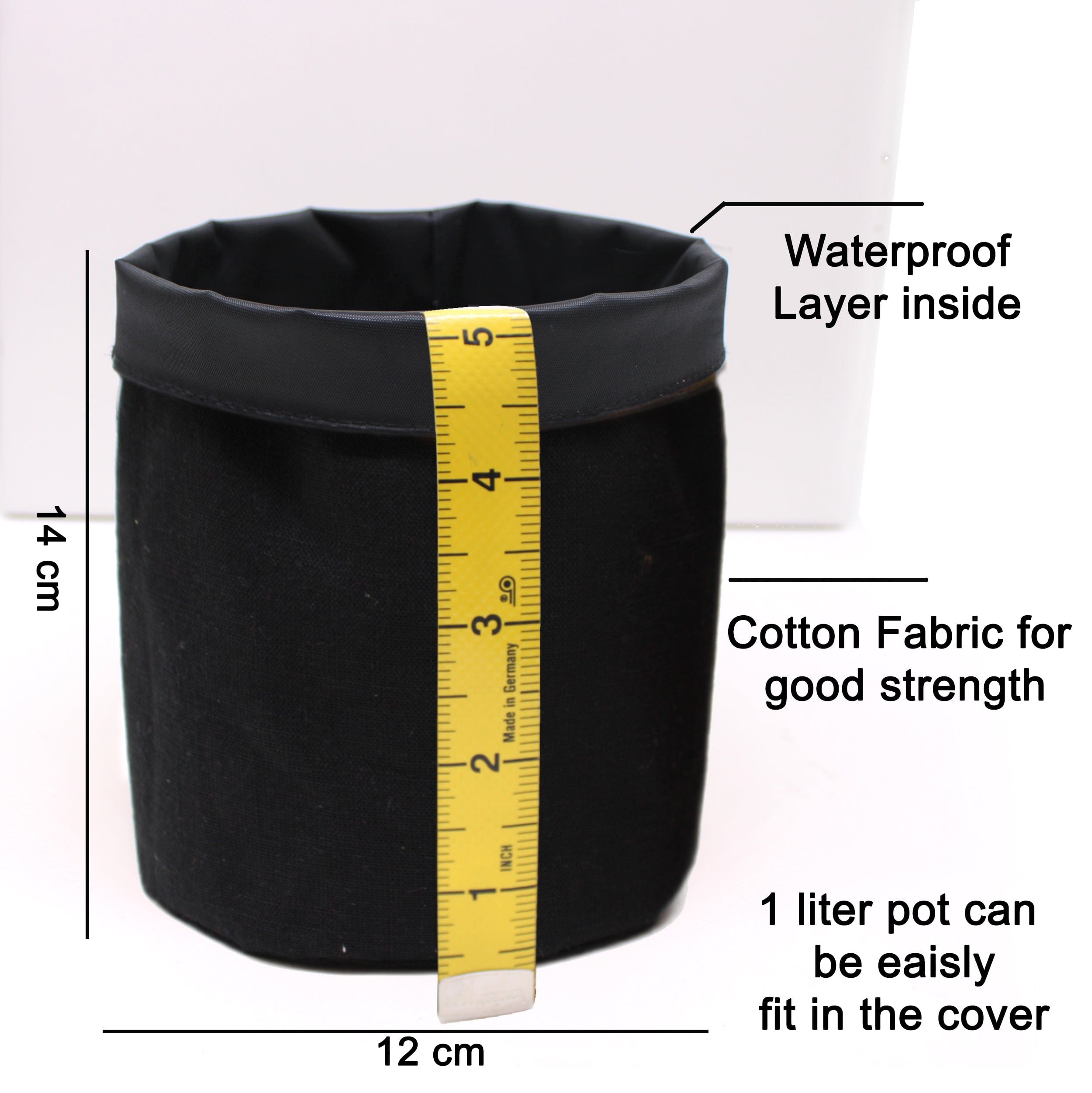 5 inch Cotton Black Pot Planter Bag