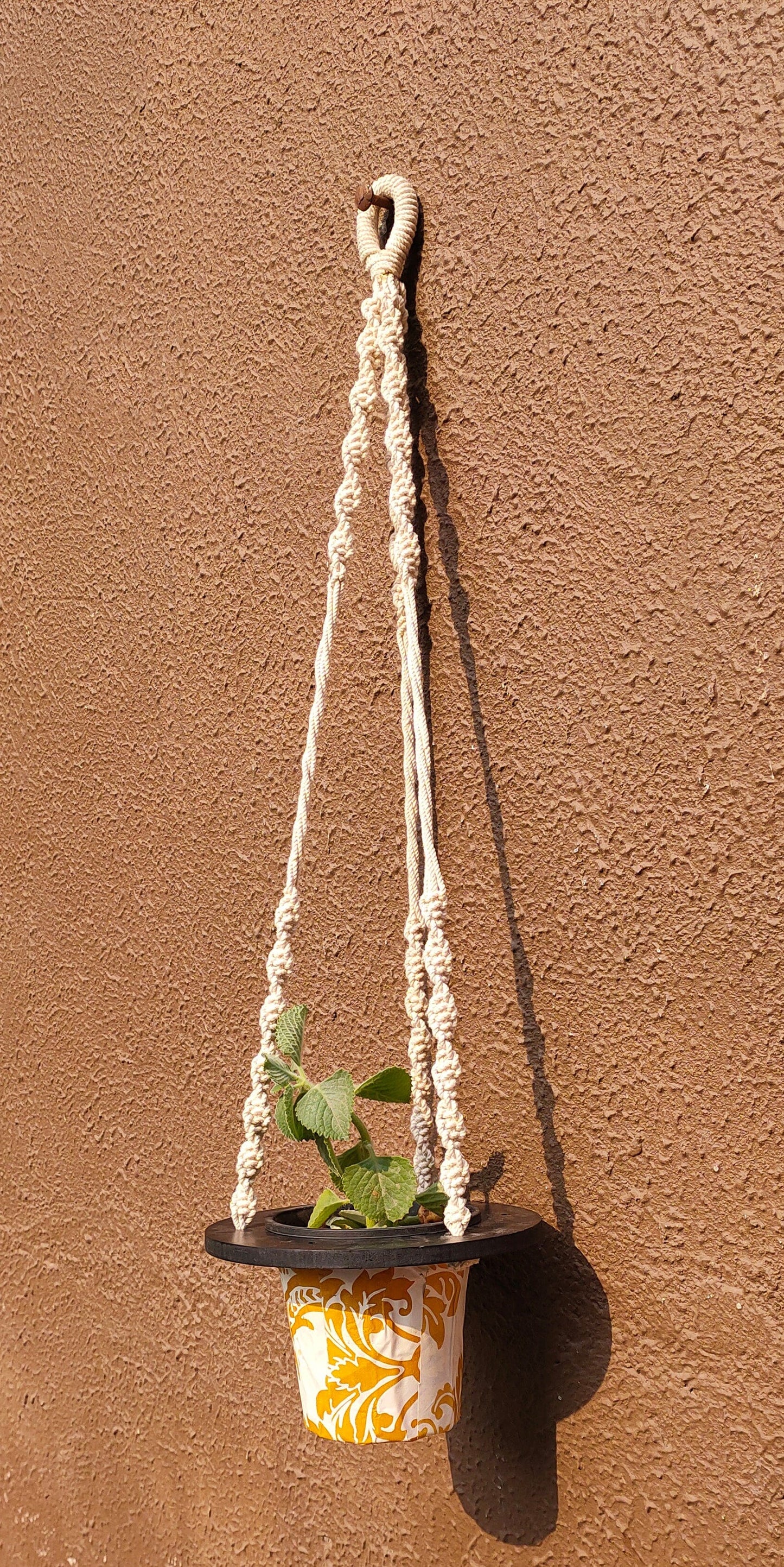 Macrame Cotton Black Round Shape Plant Hanger Rope