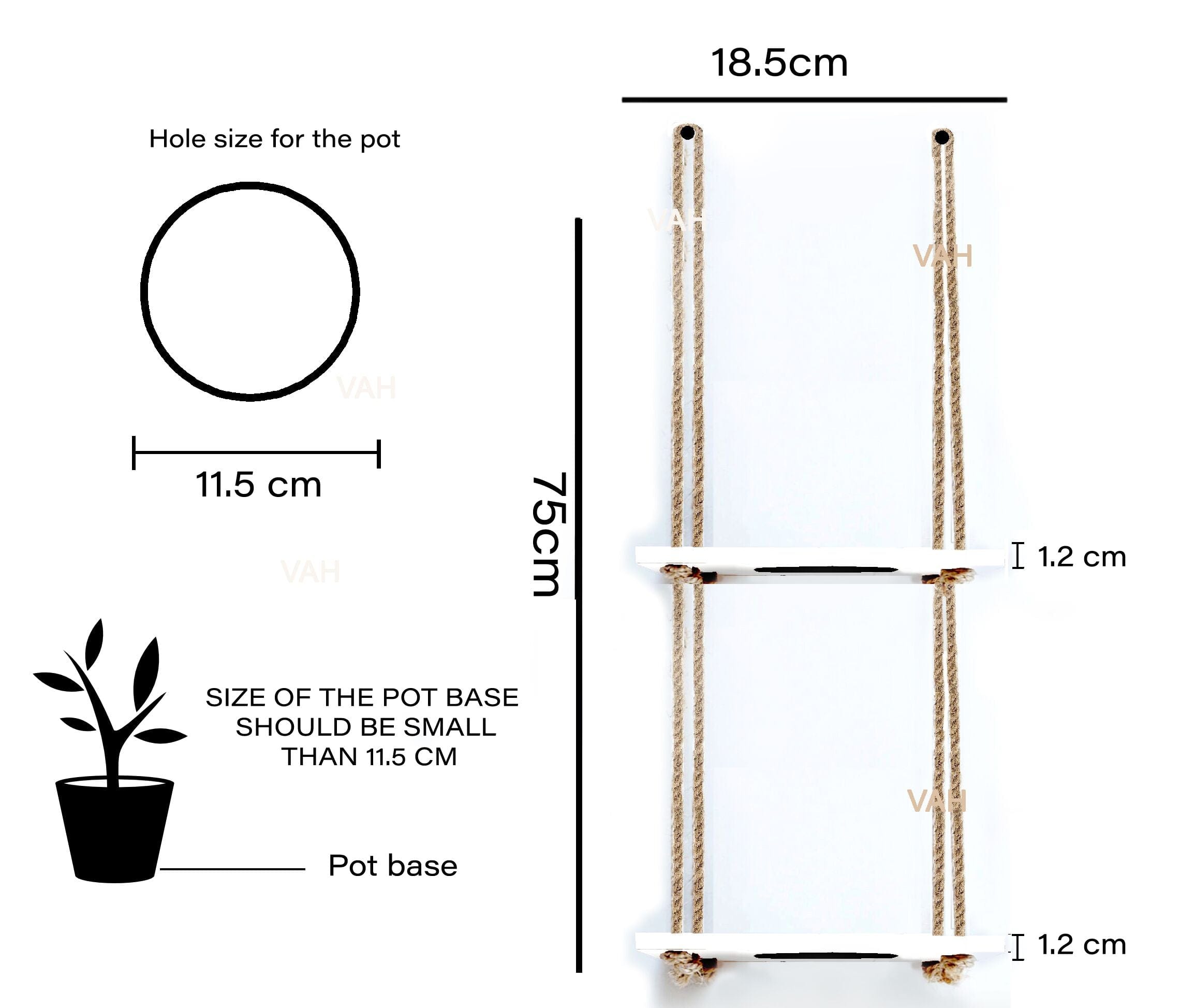 Tier-2 Wooden Hanging Planter Shelf, White