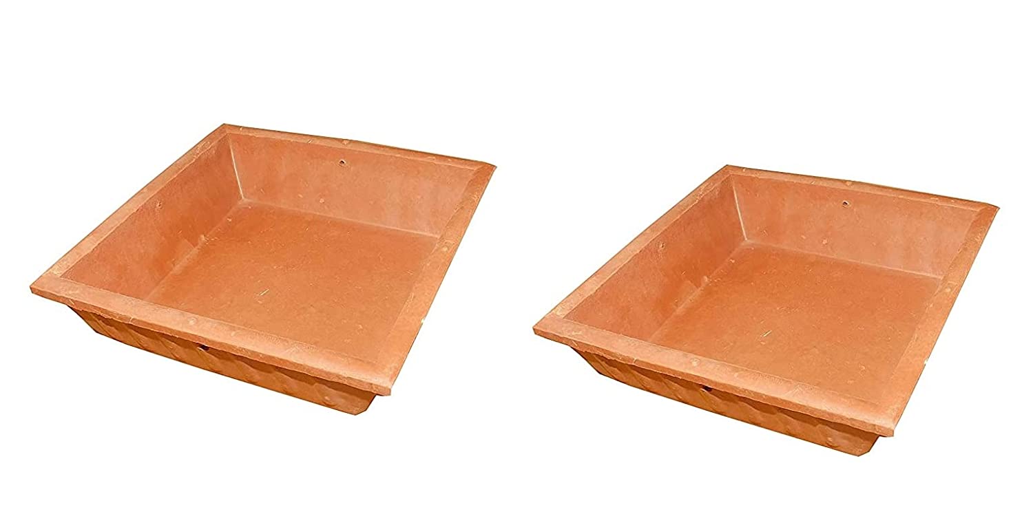 Om Craft Villa Terracotta Earth Brown Square Bird Bath