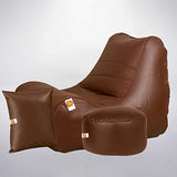 Kushuvi Prefilled Bean Bag Lounger Chair & Puff Stool (Faux Leather)