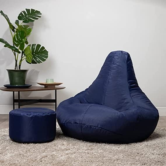 Kushuvi Faux Leather Bean Bag With Beans & Footrest