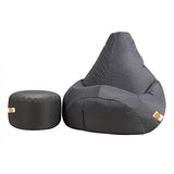 Kushuvi Bean Bag Filled With Beans & Stool (Faux Leather)