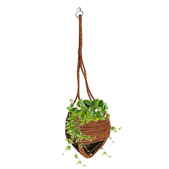 Mats Avenue Coconut Husk Hand Crafted Hanging Pot With Metal Clip (60x17 cm)