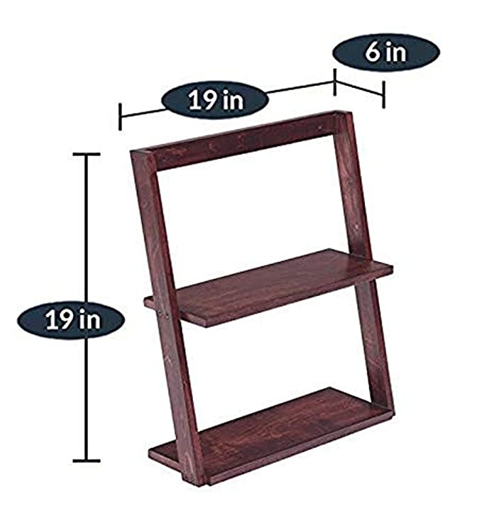 Lycka Birch Wood Wall Mounted 2 Tier Ladder Shelf