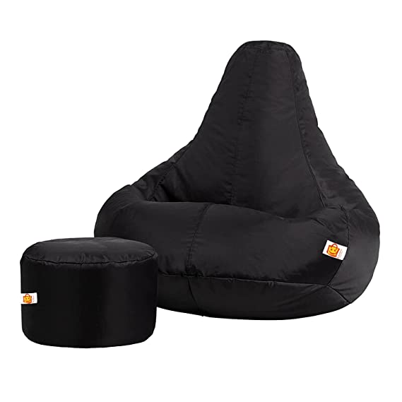 Kushuvi Faux Leather Bean Bag With Beans & Footrest