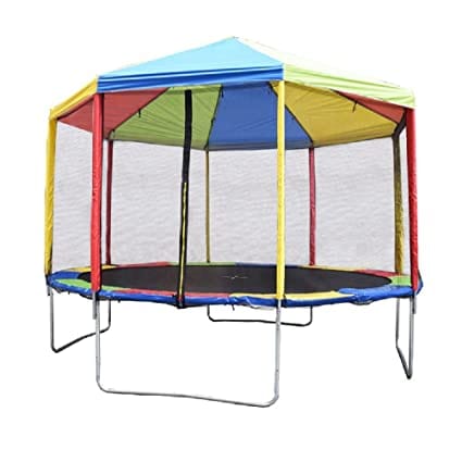 Fitness Guru Trampoline for Kids with Safety Enclosure Net, Canopy and Ladder (8Ft)