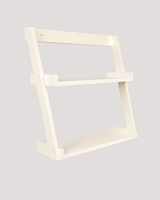 Lycka Birch Wood Wall Mounted 2 Tier Ladder Shelf