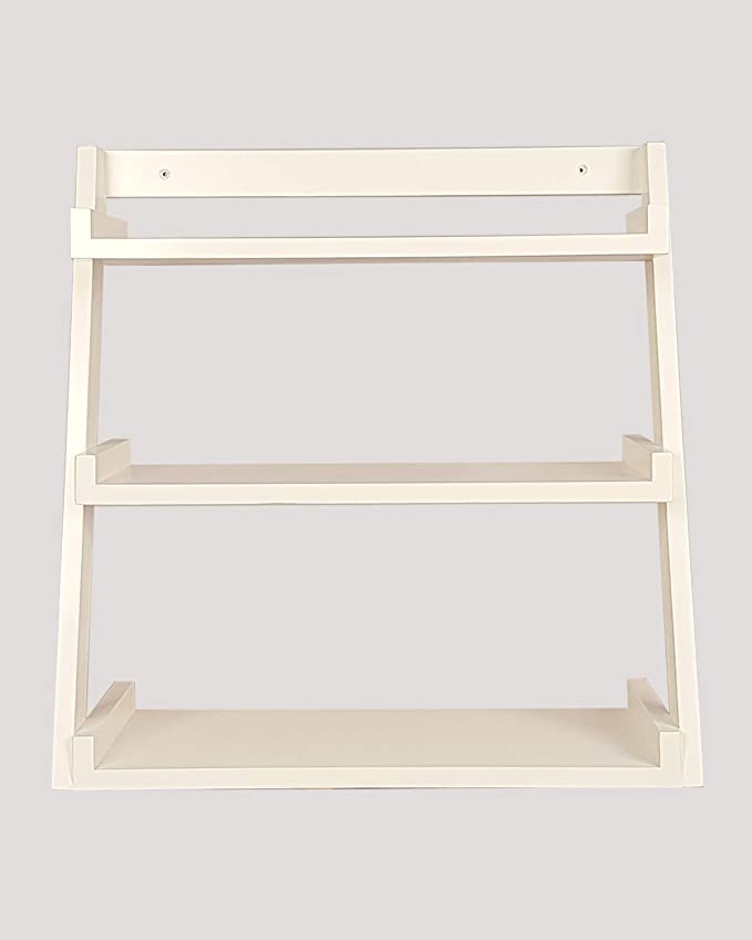 Lycka Birch Wood Wall Mounted 3 Tier Ladder Shelf