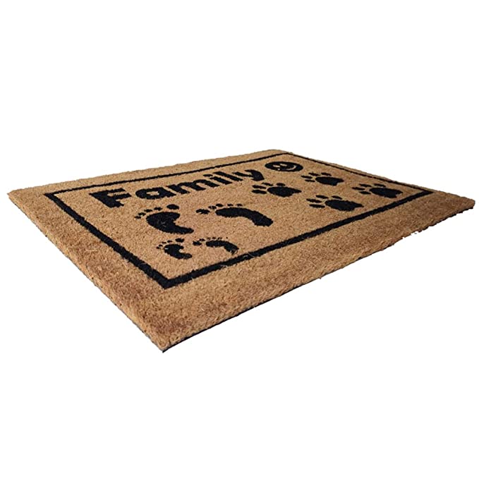 Mats Avenue Rubber Backed Family Theme Coir Door Mat Multi Color (40x60cm)